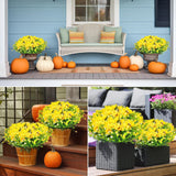 Sunflower Artificial Flowers For Outdoors, Indoor Fake Floral With Ground Spike For Door Yard Porch Patio Garden Window Box Office Table Kitchen Home Planter Pot Vase Flowerpot Yellow White (B)