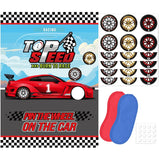 Pin The Wheels On The Car Games, Race Car Birthday Party Games With 30 Tyres Stickers, 2 Blindfolds For Car Theme Birthday Party Baby Showe Game Racing Car Party Gifts Decor