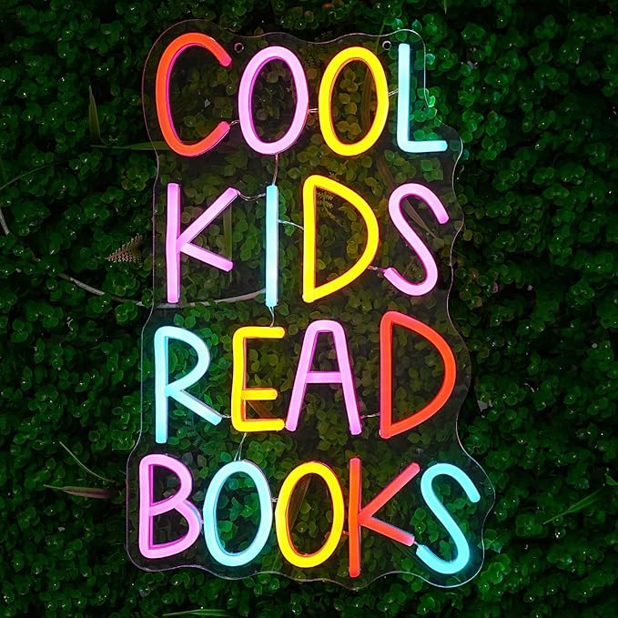 Cool Kids Read Books Neon Sign LED Wall Light for Library Classroom Reading Corner Decor