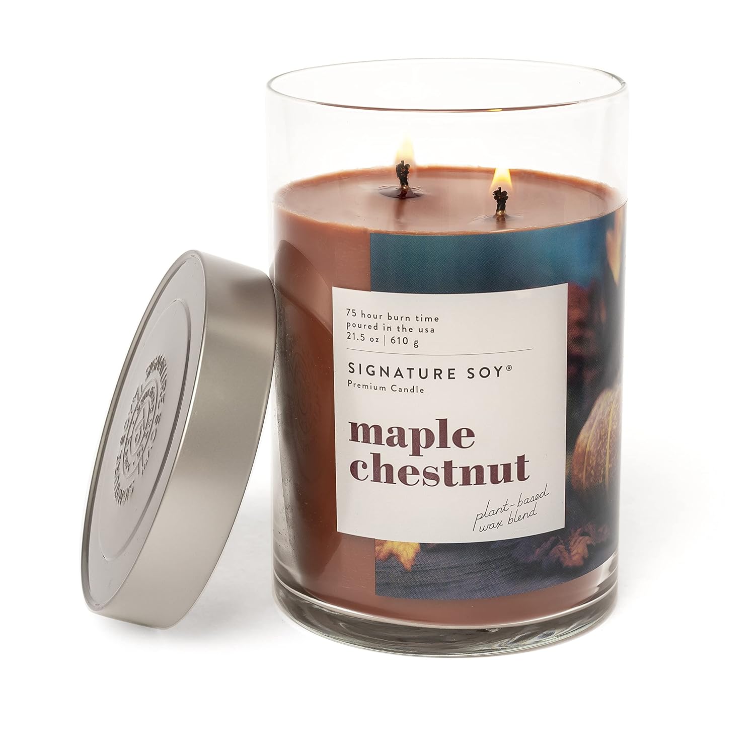 Lidded Maple Chestnut Scented Candle, Extra Large Jar