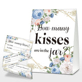 How Many Kisses Are In The Jar Sign, Boho Floral Bridal Shower Game, Geometric Floral Baby Shower Sign & Tickets, Wedding / Engagement Party Supplies Decorations - (1 Sign + 50 Find Cards) - 06