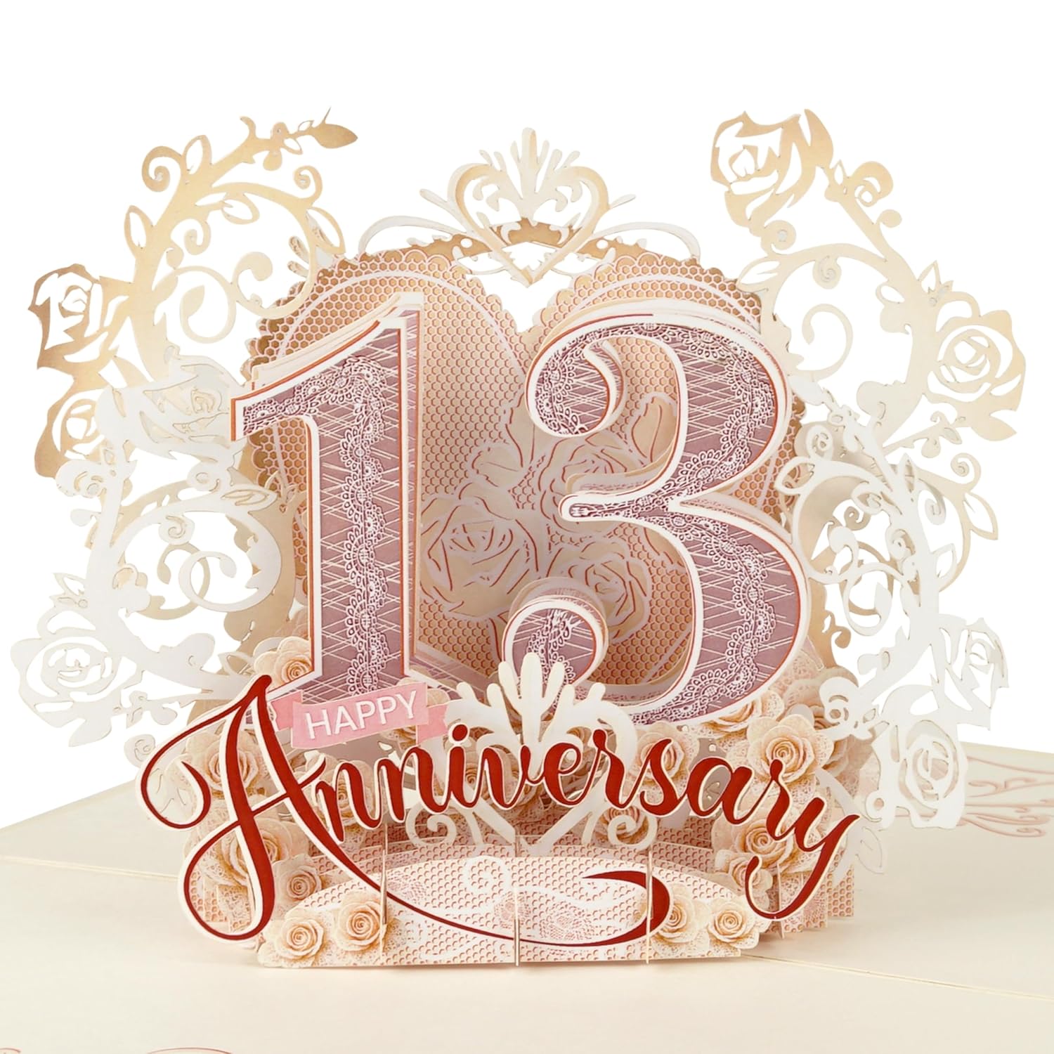 Happy Anniversary Card, Milestone 3D Pop Up Greeting Card For Marriage, Soulmates, Celebration, Being Together, Congratulations For Couples, Husband, Wife (13Rd Anniversary)