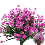 10 Bundles Daffodil Purple Red Artificial Flowers Bulk, Artificial Wildflowers For Decor, Uv Resistant Outdoor Fake Plants, Spring Plastic Faux Flowers For Garden Porch Easter Decor