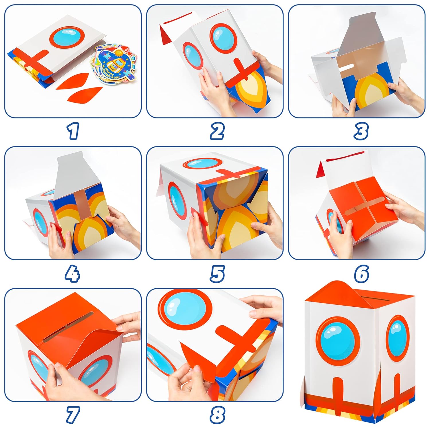 40Pcs Valentine'S Day Boxes For Kids And Mailbox For Classroom Exchange, Valentines Outer Space Cards For Boys Girls, Valentines Gift Cards For Party Favor (1 Mailbox And 39 Greeting Cards)