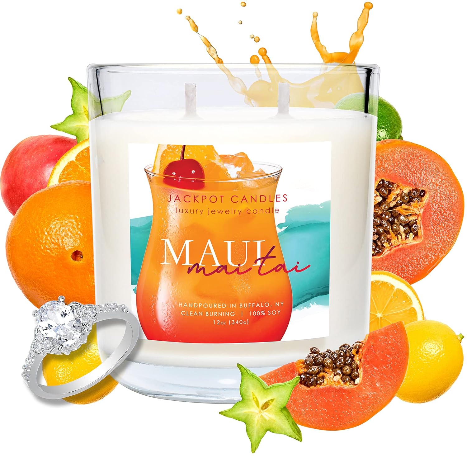 Maui Mai Tai Candle With Ring Inside (Surprise Jewelry Valued At 15 To 5,000 Dollars) Ring Size 7