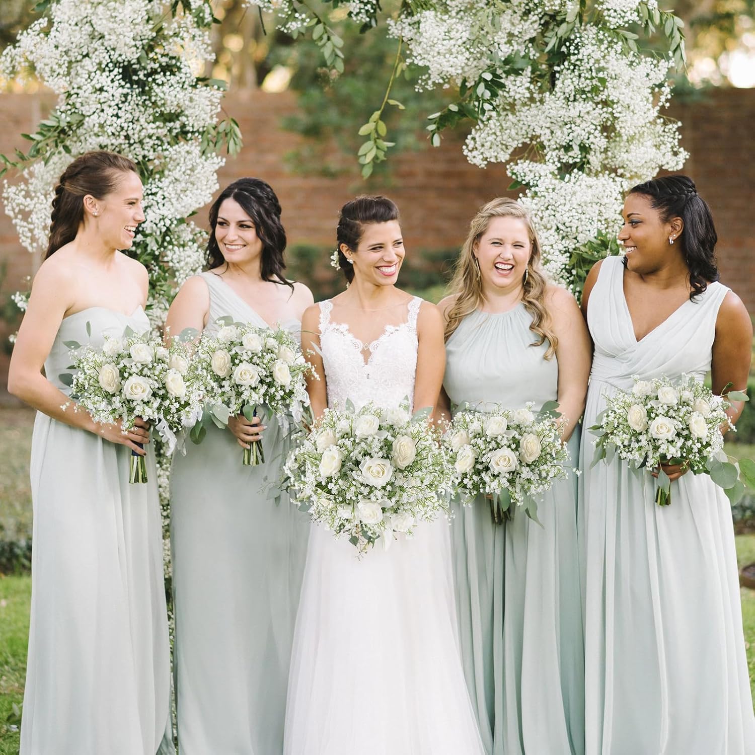 Baby Breath Artificial Flowers, 6 Pcs Gypsophila Faux White Flowers Fake Baby Breath Real Touch Flowers Bouquets For Bride Wedding Decorations Party Floral Arrangements Diy (White)