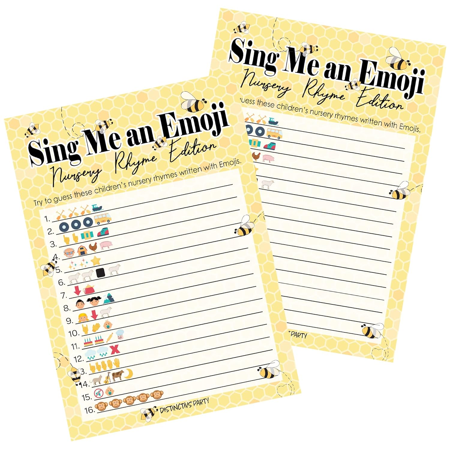 Bumble Bee Baby Shower Games, Nursery Rhyme Emoji Game Cards - 20 Count, What Will Baby Bee Gender Reveal Games