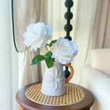 Artificial Flowers, 5Pcs Real Touch White Roses, 4.3''Big Flower Head Faux Silk Roses Bouquets For Wedding Diy & Home Table Centerpieces Decoration