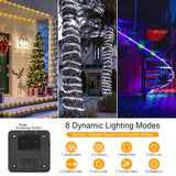Total 66Ft 200Led Solar Rope Lights Outdoor Waterproof, White Solar Powered String Lights With 8 Modes, Flexible Led Rope Light For Garden, Patio, Camping, Christmas Decor-2 Pack