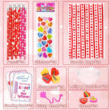 24 Pack Valentines Day Gifts, Valentine'S Day Cards For Students, Lollipop-Shaped Stationery Set With Pencils Stickers Erasers Sharpener For Boys Girls School Classroom Exchange Party Favors