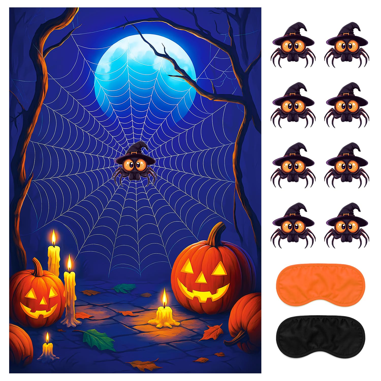 Halloween Games - Pin The Spider On The Web Party Game, Halloween Party Decorations Supplies Activities
