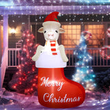 5Ft Christmas Inflatables Goat Outdoor Decoration Inflatables Goat In Xmas Stocking Lighted Blow Up Lamb Climbing Out Fr