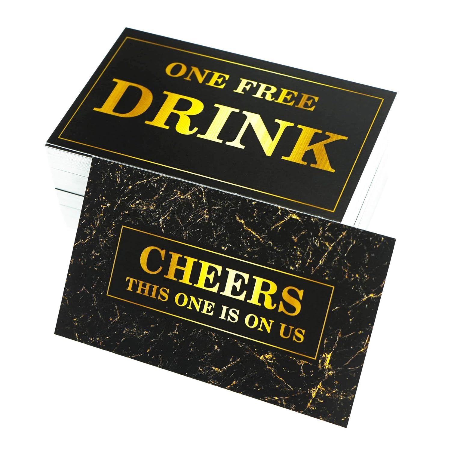 100 Free Drink Tickets For Party Marble Card For Free Drink Coupons Wedding Halloween Work Event Bar Black Gold