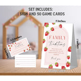 Strawberry Baby Shower Decorations - Family Traditions Baby Shower Games, 1 Sign And 50 Cards, Funny Gender Reveal Games For Strawberry Party Activities Supplies, 50 Guests