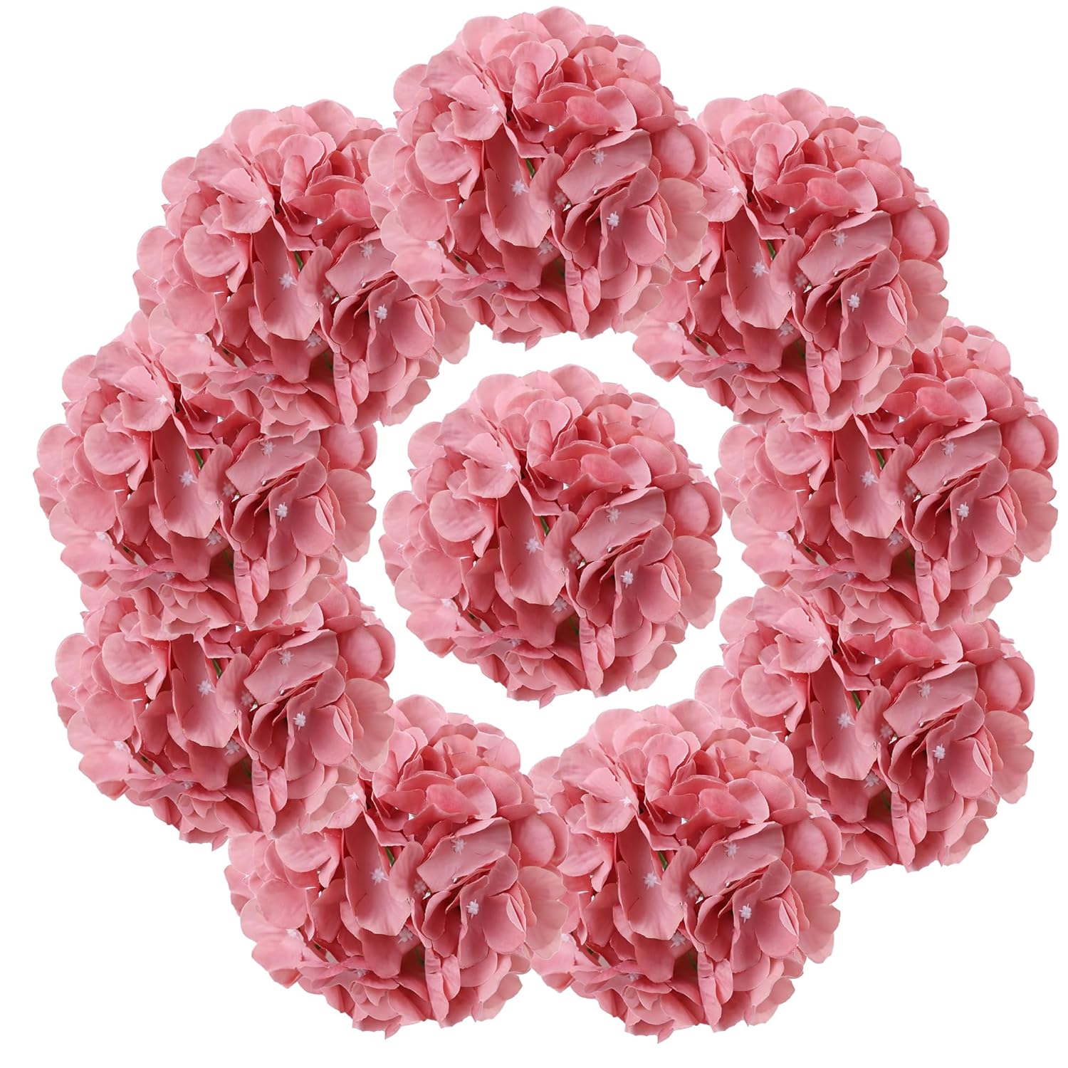 Dusty Rose Hydrangea Silk Flowers Heads Pack Of 10 Dusty Rose Fullness Hydrangea Flowers Artificial With Stems For Wedding Home Party Shop Baby Shower Decoration