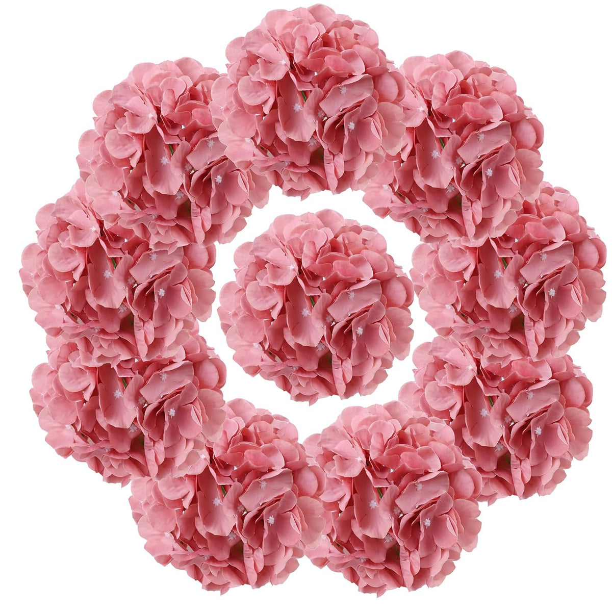 Dusty Rose Hydrangea Silk Flowers Heads Pack Of 10 Dusty Rose Fullness Hydrangea Flowers Artificial With Stems For Wedding Home Party Shop Baby Shower Decoration