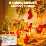 3 Pack Battery Operated Fairy Lights 33FT 100 LED Warm White USB-C String Lights with Timer 8 Modes for Bedroom Wedding Decor