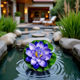 1Pc Blue Artificial Floating Foam Lotus Flower With Water Lily Pad,Lifelike Pond Pool Lotus Ornaments,Realistic Ornament For Home Garden Pond Aquarium Decor,Artificial Plants And Flowers