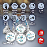 324 Hugs And Kisses From The New Mr. & Mrs. Interlocking Hearts Wedding Stickers, Chocolate Drops Labels For Bridal Shower Engagement Party Decorations, Favors Decor For Kiss. Made In Usa (Light Blue)