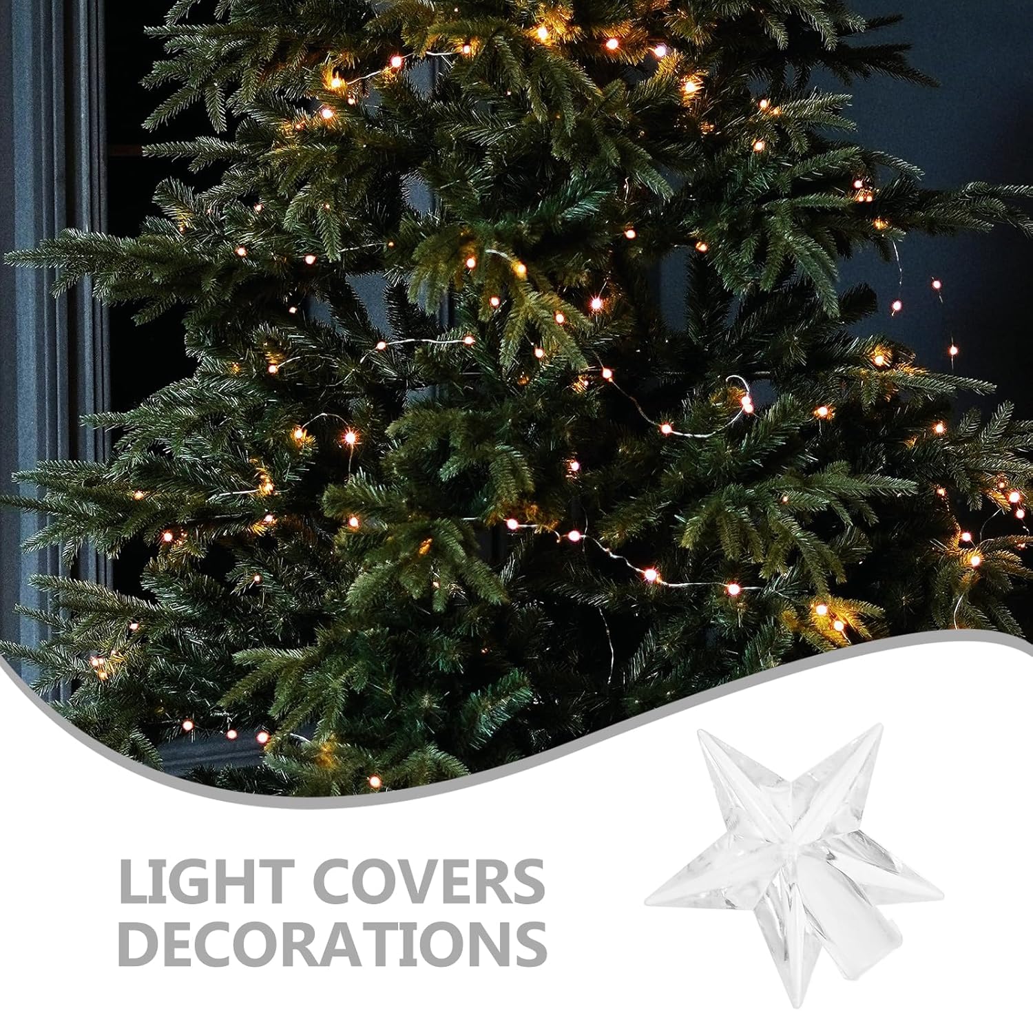 String Light Bulbs Cover 100Pcs Star Shaped Fairy Lamp Shades Decorative String Light Covers Christmas Tree Toppers For