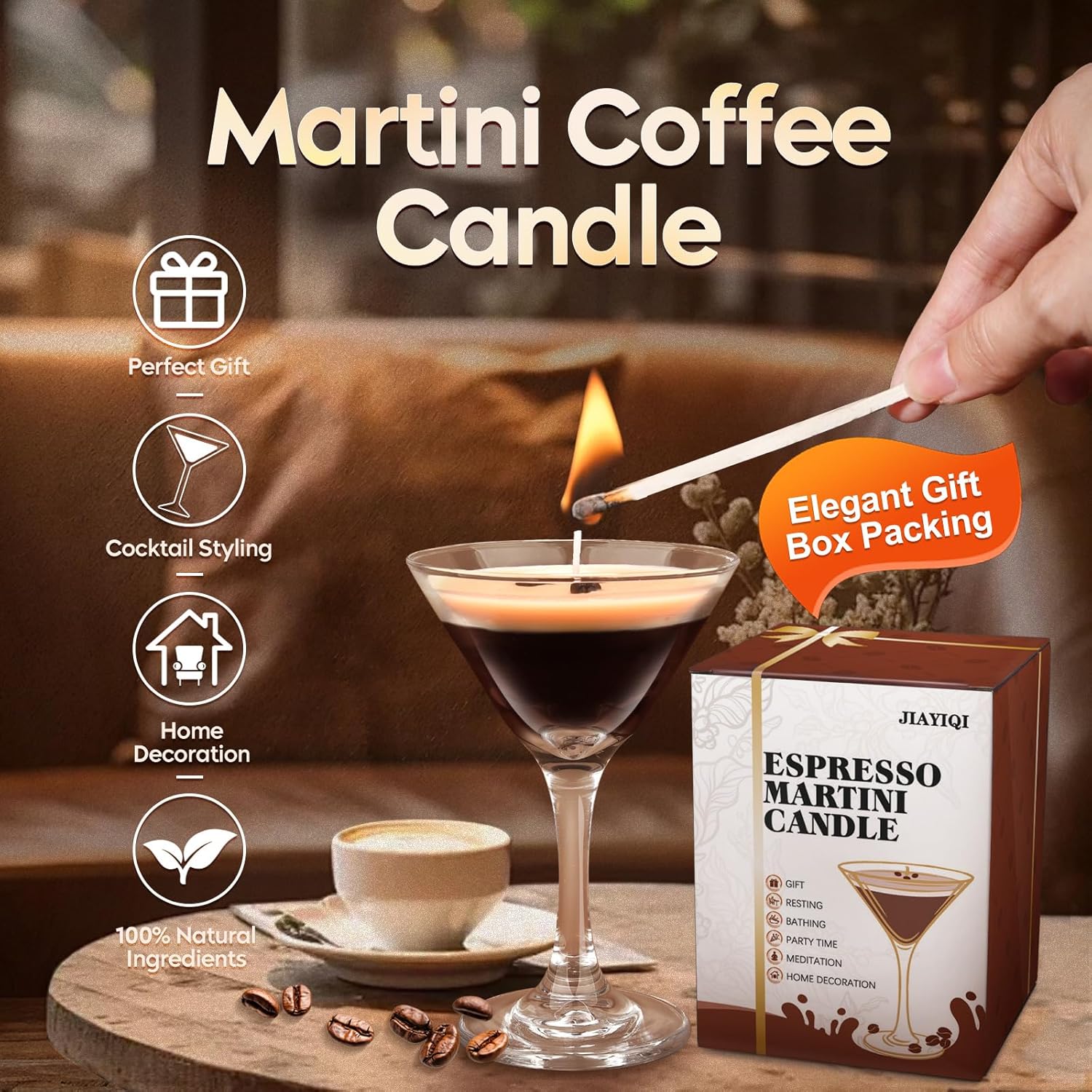 Espresso Martini Candle Gifts For Women Men, Coffee Scented Unique Gift For Espresso Lovers, Soy Wax Candles For Coffee Bar, Home Decor For Mother, Birthday, Christmas