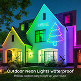 50FT RGB LED Neon Rope Lights App & Remote Control Music Sync IP65 Waterproof Strip