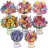 8 Pack Paper Flower Pop Up Cards, Flower Bouquet Card Popup 3D Greeting Cards For Mother'S Day, Graduation, Anniversary, Birthday, Congratulations, Get Well, Home Decor, With Envelope And Note