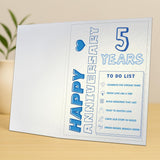 5Th Anniversary Card – Modern Love To-Do List Greeting Card, Single Card With Envelope