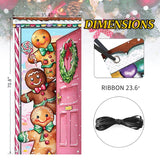 Christmas Gingerbread Man Door Cover Decorations, Pink Xmas Wreath Peppermint Candy Front Door Banner Background, Snowflake Winter Holiday Indoor Outdoor Home Decor 3 X 6 Ft