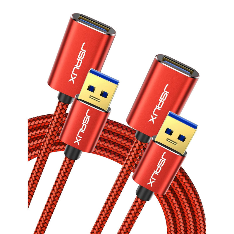 2Pack 1.6Ft+1.6Ft Usb 3.0 Extension Cable, Type A Male To Female Usb Extender