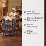 Luxury Bamboo Scented Candle – Large 34oz Jar with Soy Wax Blend & 2 Cotton Wicks – Long Burn Time 210–220 Hours – Fall Candles, Fall Scented Candles, Soy Candles for Home & Holiday Décor (Silver)