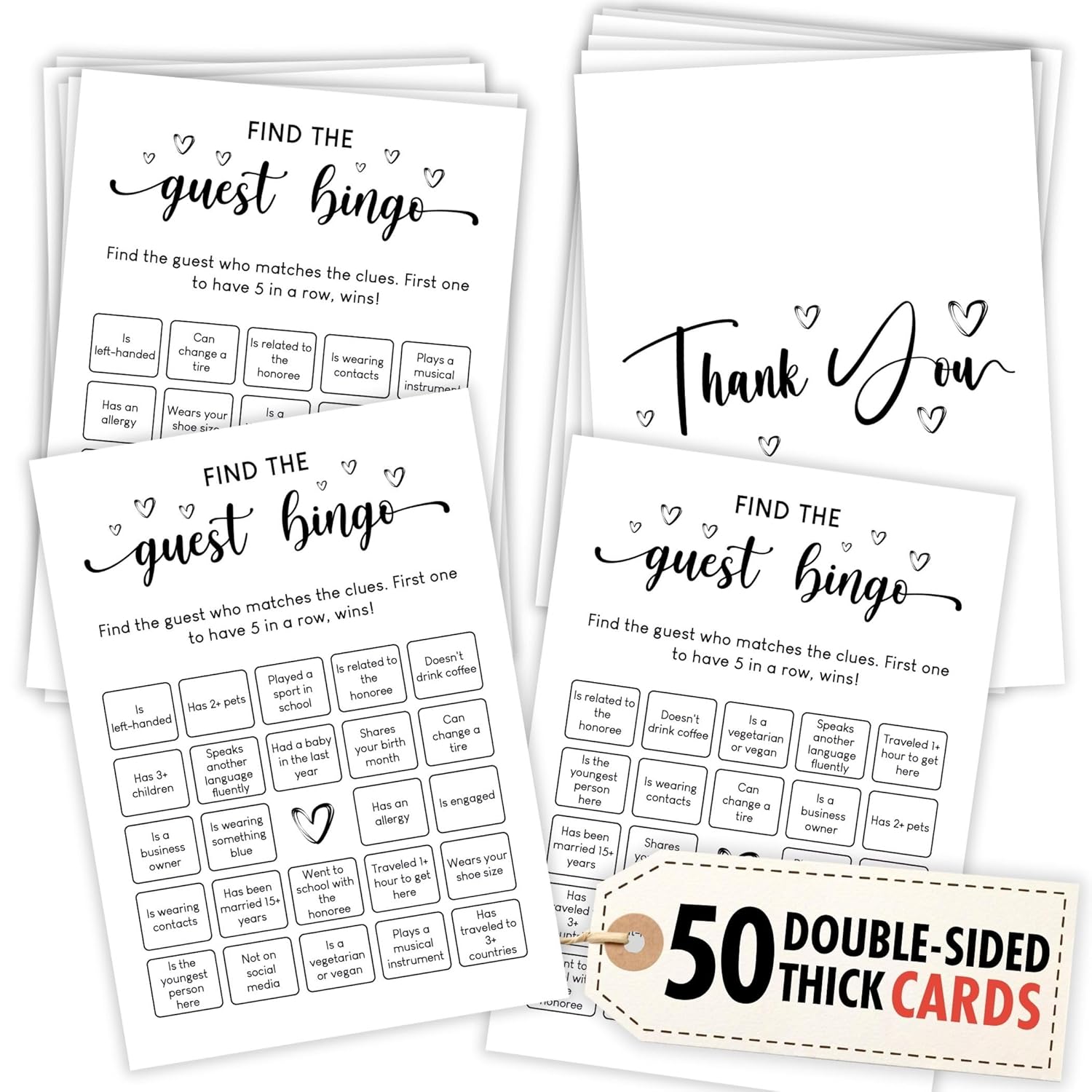 Find The Guest Bingo Bridal Shower Game - 50 Pcs Find The Guest Baby Shower Game For Rehearsal Dinner, Wedding Shower Games For Guests, Engagement Party Ideas Bridal Shower Decorations