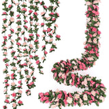 9 Pack 72 Ft Artificial Flower Garland, Fake Pink Roses Vines Silk Flowers Faux Plastic Outdoor Hanging Floral Ivy Garland Decorations For Wedding Arch Bedroom Home Wall Backdrop Room Decor