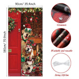 Christmas Door Cover Decoration Funny Merry Christmas Door Cover Backdrop Cute Santa Dog Background For Xmas Holidays New Year Party Winter Decoration 70 X 35 Inch