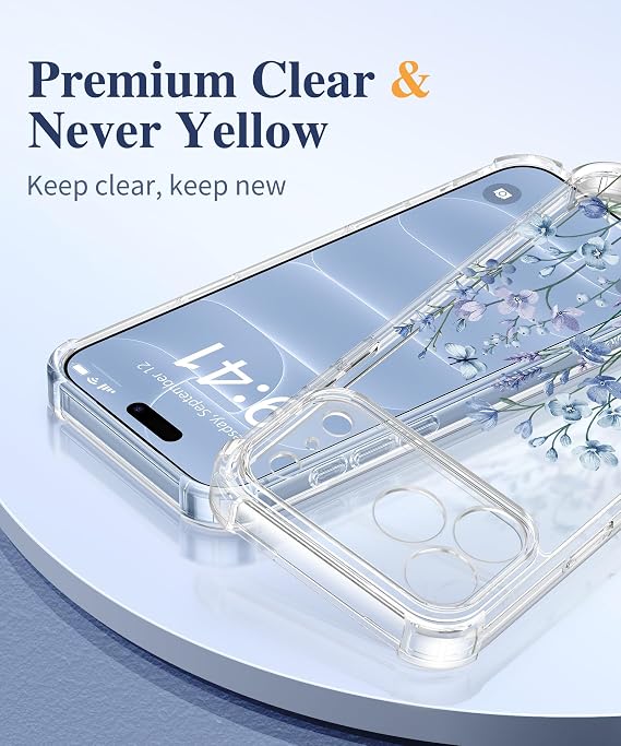 Clear Floral Slim Protective Case for iPhone 18 Pro and iPhone 17 Pro Women