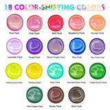 Iridescent Acrylic Paint, Set Of 18 Chameleon Colors, 2 Oz/60Ml Bottles, Color-Shifting, Non-Toxic, High Viscosity, Blendable, Paints On Rocks Crafts Canvas Wood, Fabric, Ceramic & Stone