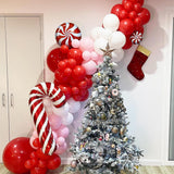 181Pcs Christmas Balloons Garland Kit With White Sliver Red Pink Candy Foil Balloons,Red Pink Explosion Star Foil Balloons For Xmas Birthday Party Or New Year Party Decorations