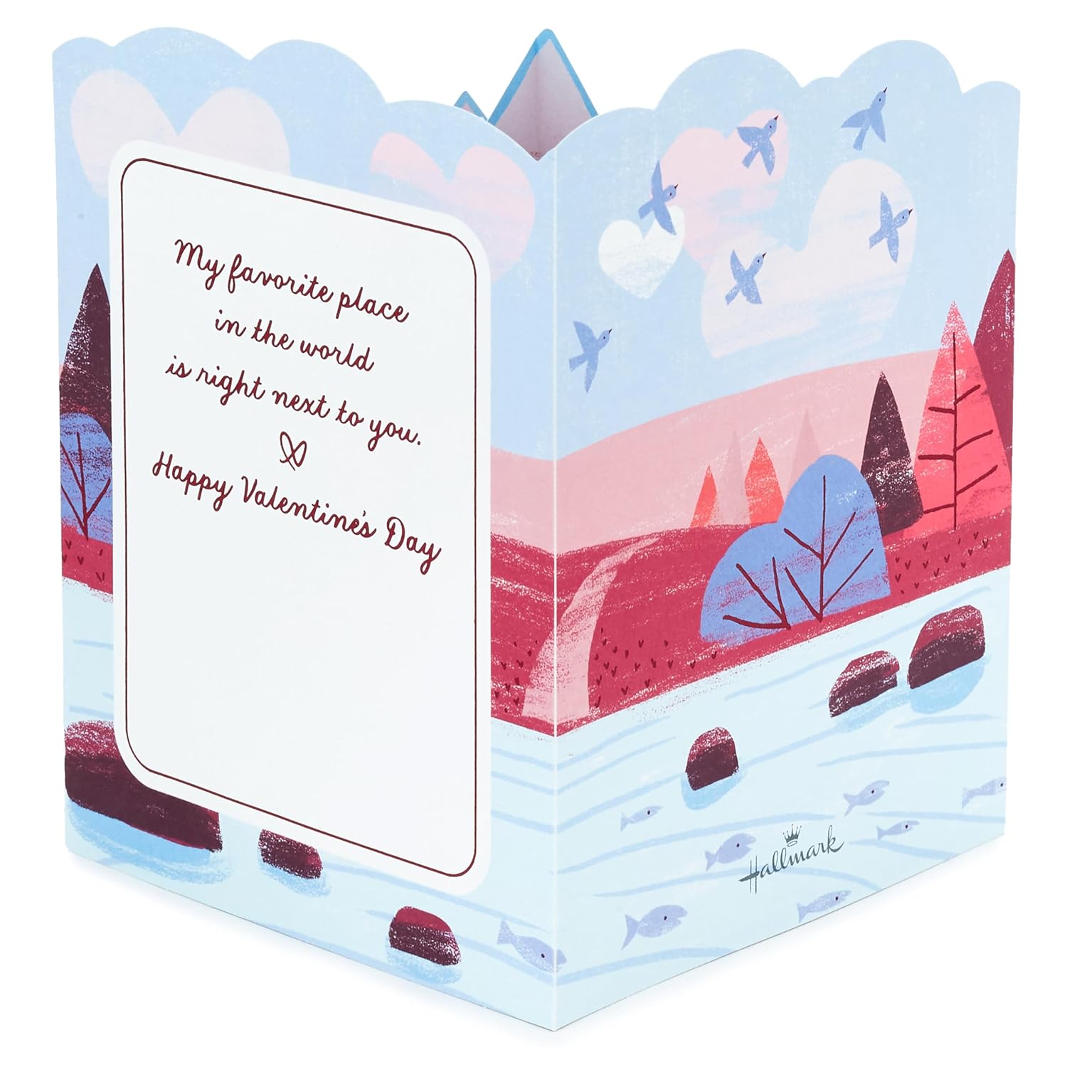 Hallmark Valentines Day Pop Up Card (Mountain Lake) Paper Wonder 3D Card for Husband, Wife, Boyfriend, Girlfriend