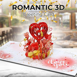 3D Heart Balloon Pop Up Card With Notecard – Romantic I Love You Valentine Anniversary Greeting – Thinking Of You Keepsake For Wife Girlfriend Women – 6 X 6 Inch