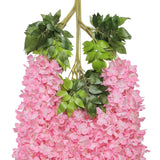 Wisteria Hanging Flowers 24 Pack Fake Flower Garland Artificial Wisteria Vines Rattan Silk Flower String Wedding Party Wall Decorations,Pink