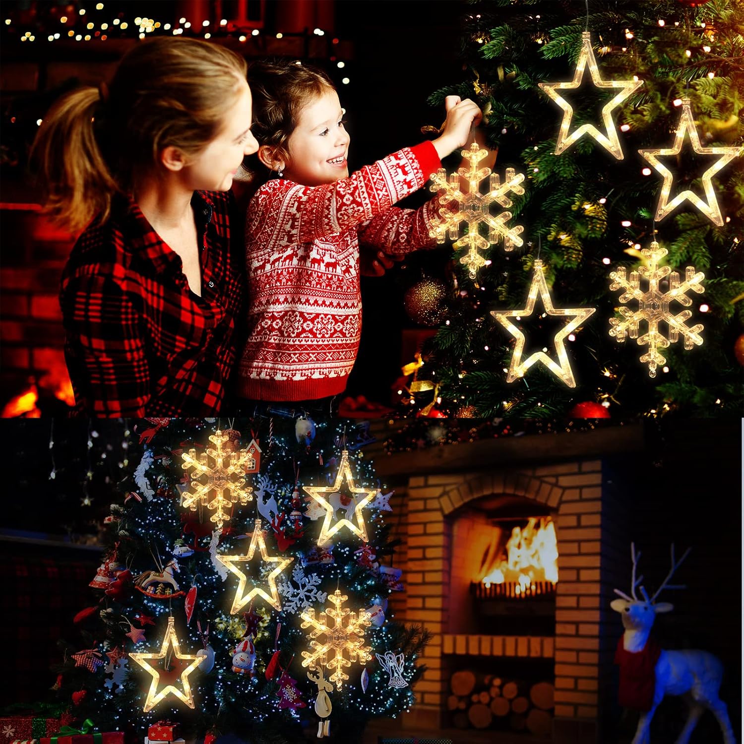5 Pieces Christmas Window Lights Decorations Christmas Lighted Sign Warm White Battery Operated Backdrop Silhouette Stri