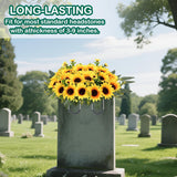 Artificial Cemetery Flowers For Grave,Headstone Flower Saddle Silk Sunflowers Grave Flowers For Cemetery Memorial For Outdoor Gravesite Decoration (Yellow)