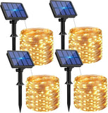 4 Pack Solar String Lights Outdoor 132FT 320 LED Warm White Copper Wire Fairy Lights Waterproof 8 Modes for Garden Tree Wedding Party Decor