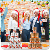 30 Pcs Christmas Bean Bag Toss Party Knockdown Can Set Include 20 Metal Cans 8 Bean Bags And 2 Set Number Stickers For Christmas Xmas Outdoor Indoor Family Party (Elk,Snowman)
