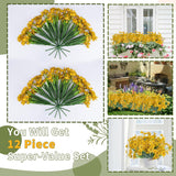 12 Bundles Artificial Violet Flowers Artificial Flowers Fake Silk Flowers For Indoor Outside Garden Home Wedding Farmhouse Porch Box Decor?Yellow?