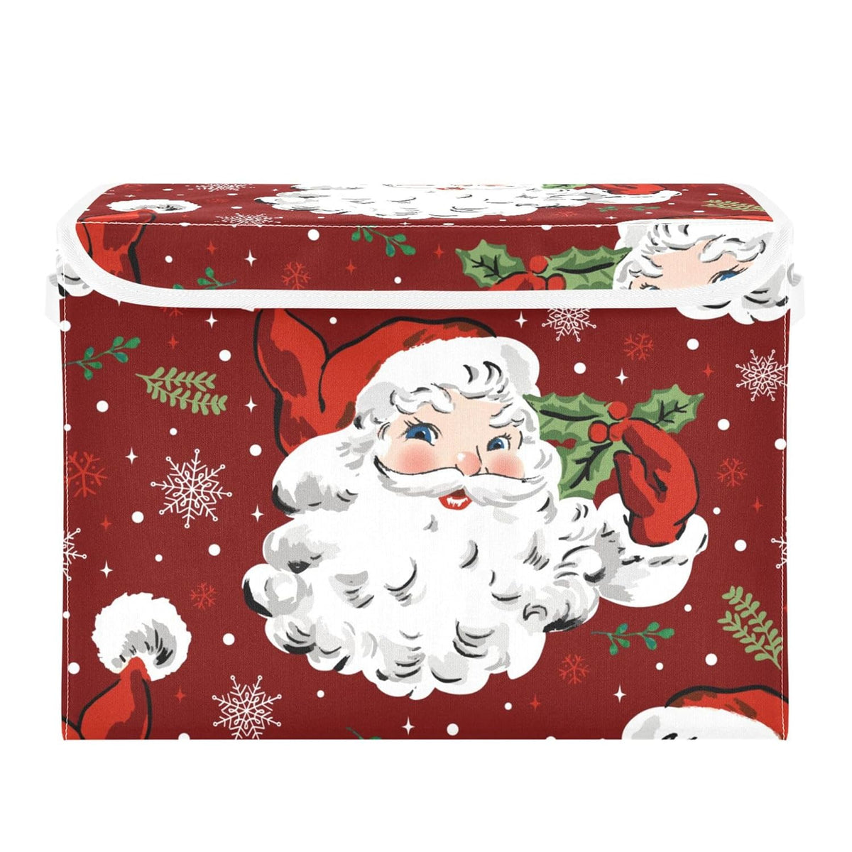 Christmas Santa Claus Storage Bins With Lids And Carrying Handle,Foldable Storage Boxes Organizer Containers Baskets Cube With Cover For Home Bedroom Closet Office