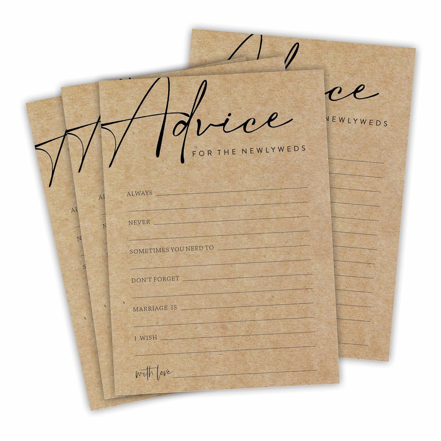 Kraft Paper Bridal Shower Game Set-Advice For The Newlyweds- Minimalism Wedding Game Cards,Newlyweds,Bachelorette Party, Engagement Party Games & Activities -30 Game Cards(A01)