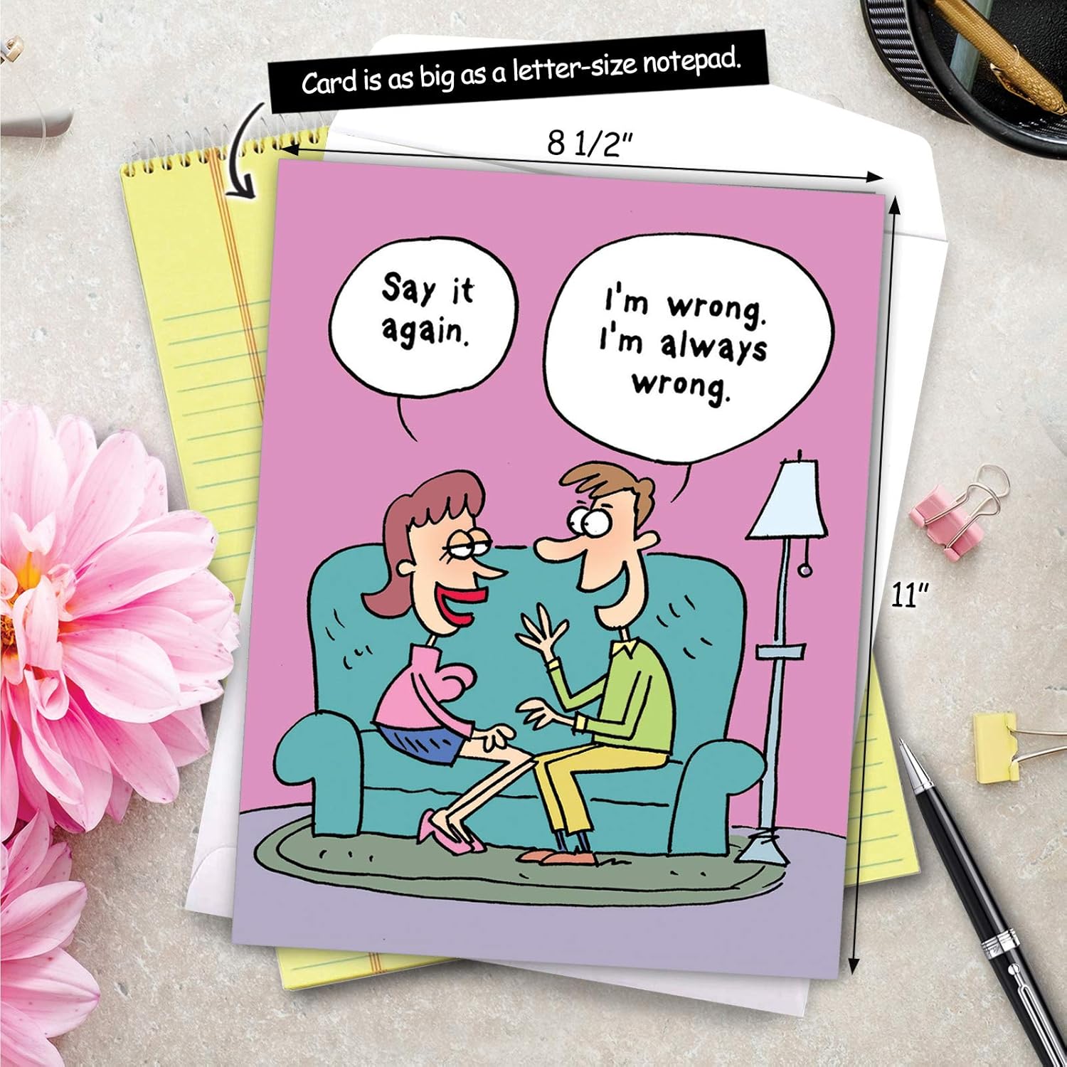 - Big Adult Valentine'S Day Greeting Card (8.5 X 11 Inch) - Jumbo Funny Card For Valentines, Naughty Stationery - I Am Wrong J3772Vdg