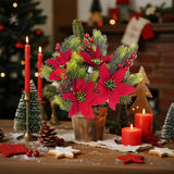 10 Pieces Christmas Flowers Artificial Floral Pine Cones Red Fake Berry Picks For Christmas Party Decoration Table Centerpieces (10)