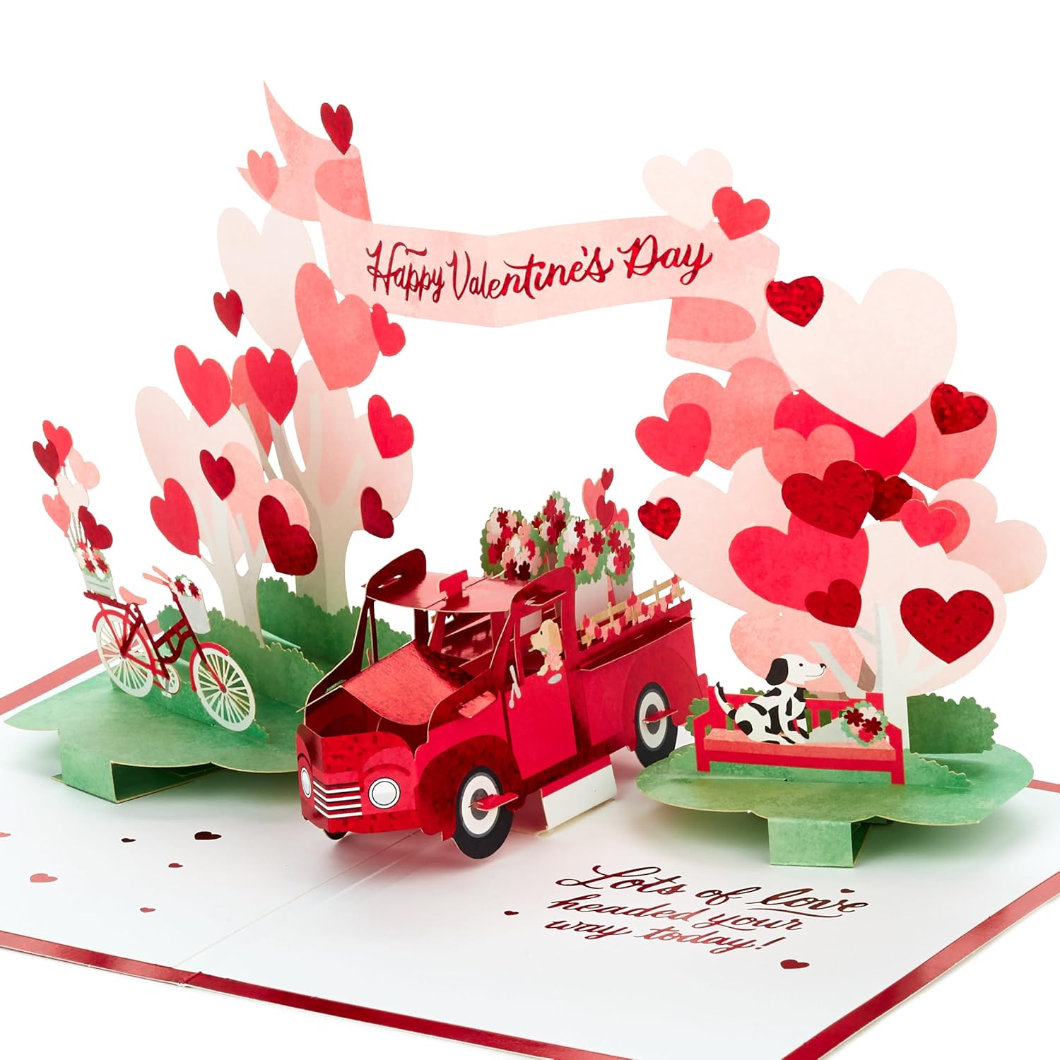 Hallmark Valentines Day Pop Up Card (Vintage Red Truck) Signature Paper Wonder 3D Card